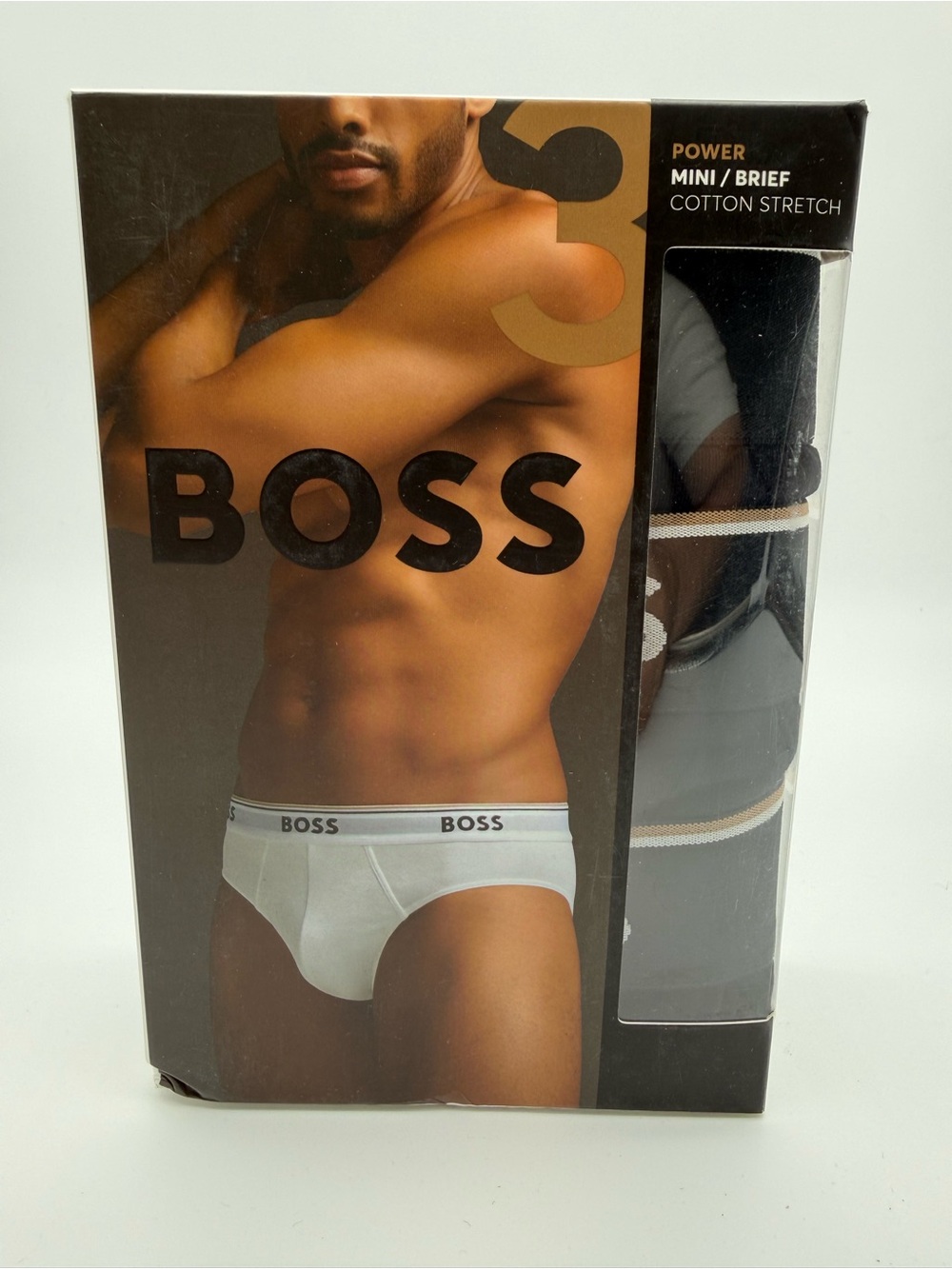 Hugo Boss Men's Black Cotton Stretch Briefs - Power Mini Brief (3 Pack)